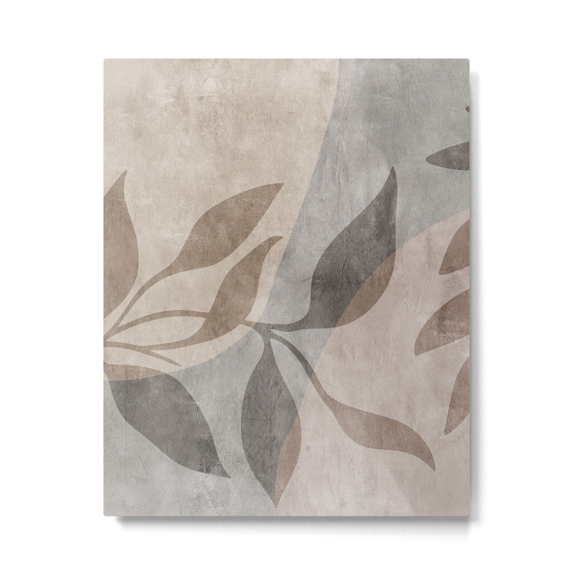 Serene Foliage Earthy Minimalist Botanical Art Peach Beige Grey Metal Print Gallery Image 4