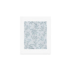 Simple Scandinavia Ditsy Leaf Pattern Grey Blue Art Print Gallery Image 1