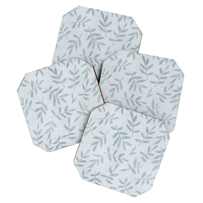 Simple Scandinavia Ditsy Leaf Pattern Grey Blue Coaster Gallery Image 1