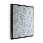 Simple Scandinavia Ditsy Leaf Pattern Grey Blue Framed Canvas Print Gallery Image 2