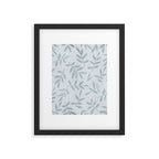 Simple Scandinavia Ditsy Leaf Pattern Grey Blue Framed Art Print Gallery Image 5
