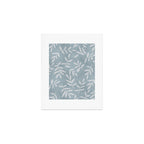 Simple Scandinavian Ditsy Leaf Pattern Blue Grey Art Print Gallery Image 1