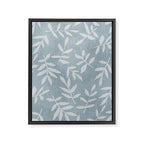 Simple Scandinavian Ditsy Leaf Pattern Blue Grey Framed Canvas Print Gallery Image 6