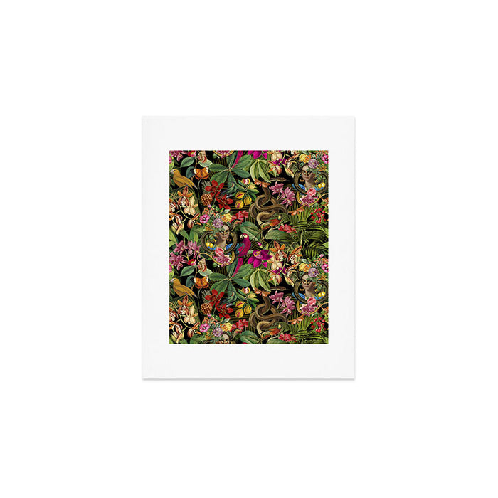 Snake Princess Tropical Jungle Vibes Multicolor  Black Art Print Gallery Image 1
