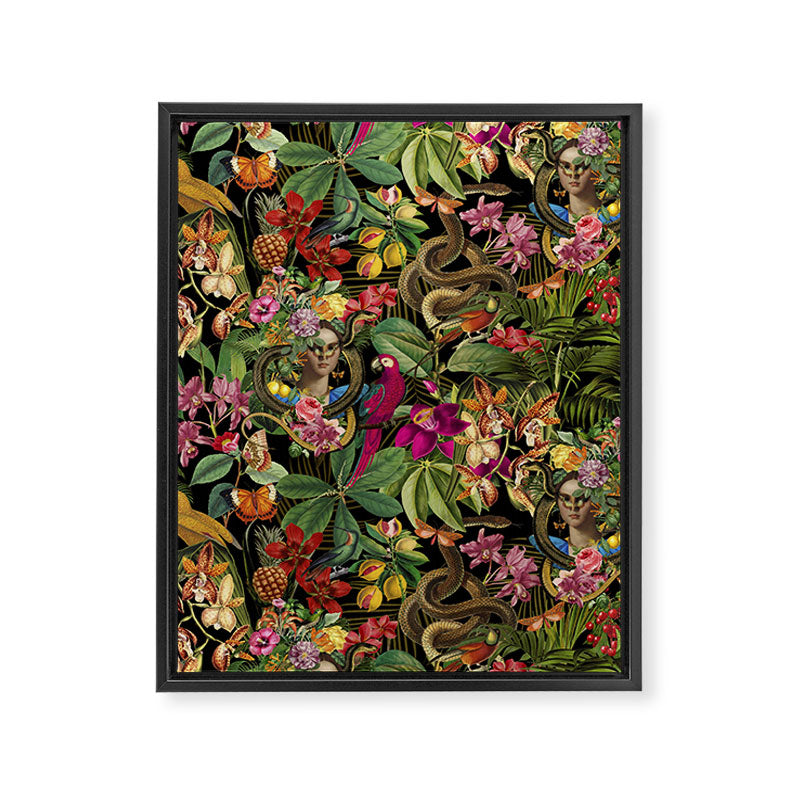 Snake Princess Tropical Jungle Vibes Multicolor  Black Framed Canvas Print Gallery Image 6