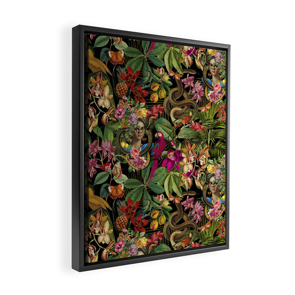 Snake Princess Tropical Jungle Vibes Multicolor  Black Framed Canvas Print Gallery Image 2