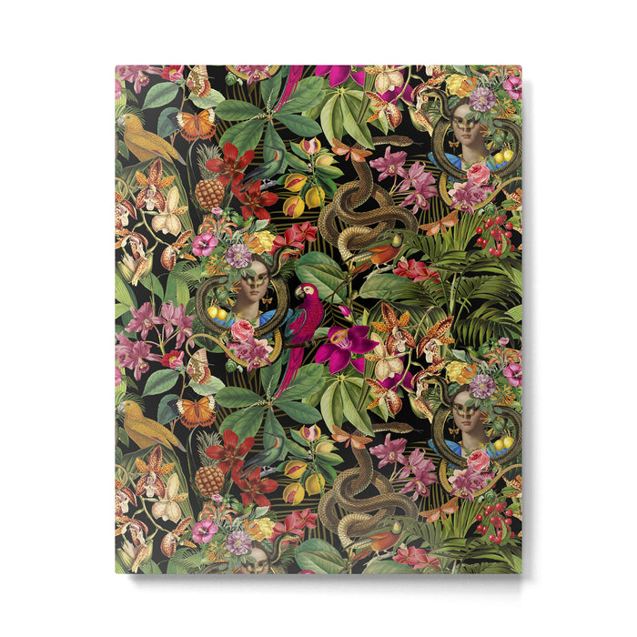 Snake Princess Tropical Jungle Vibes Multicolor  Black Metal Print Gallery Image 1