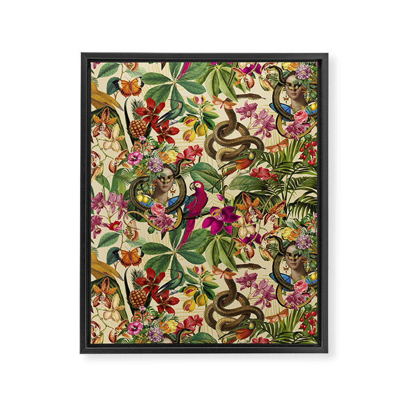 Snake Princess Tropical Jungle Vibes Multicolor  Framed Canvas Print Gallery Image 8
