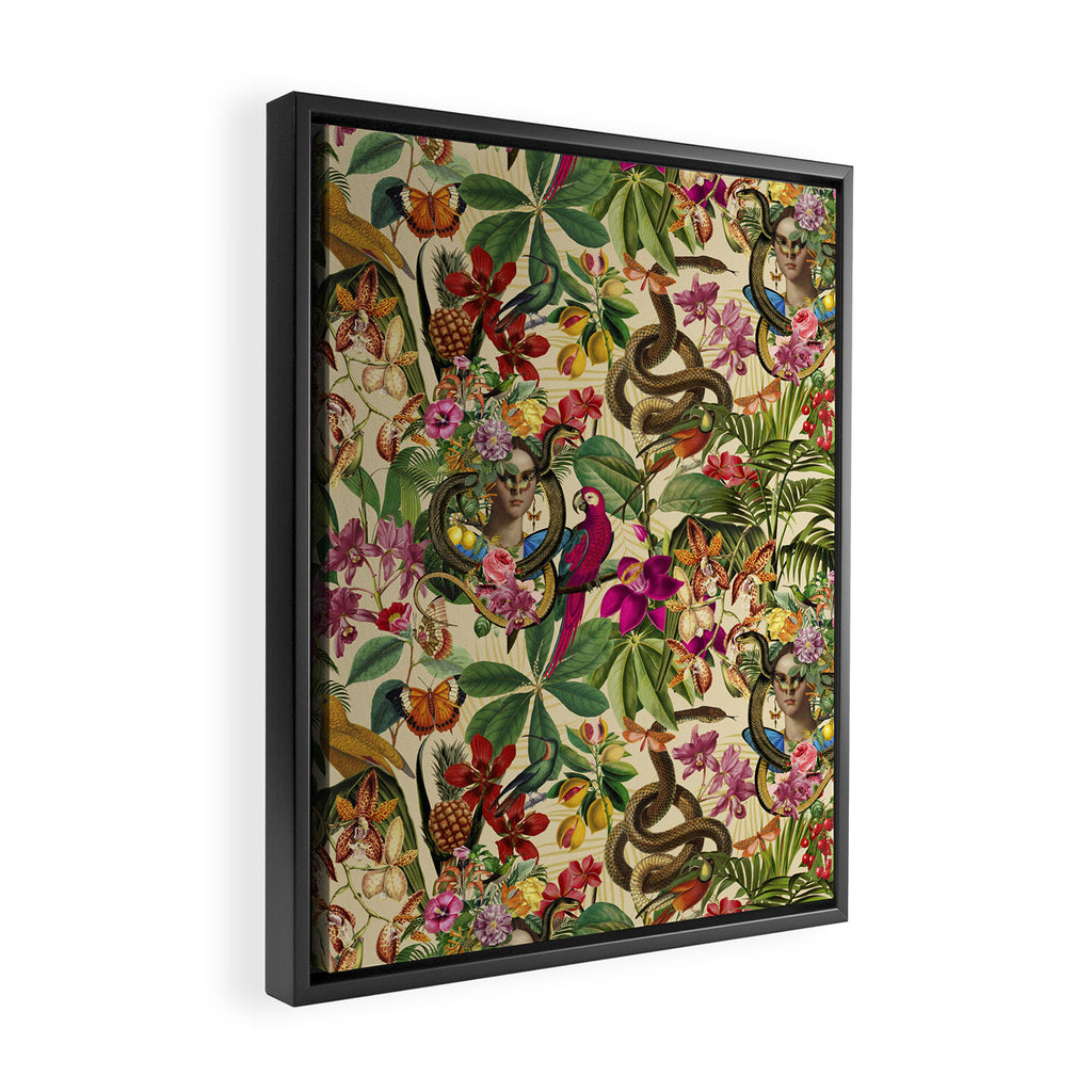 Snake Princess Tropical Jungle Vibes Multicolor  Framed Canvas Print Gallery Image 2