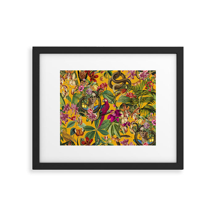 Snake Princess Tropical Jungle Vibes Multicolor Yellow Framed Art Print Gallery Image 1