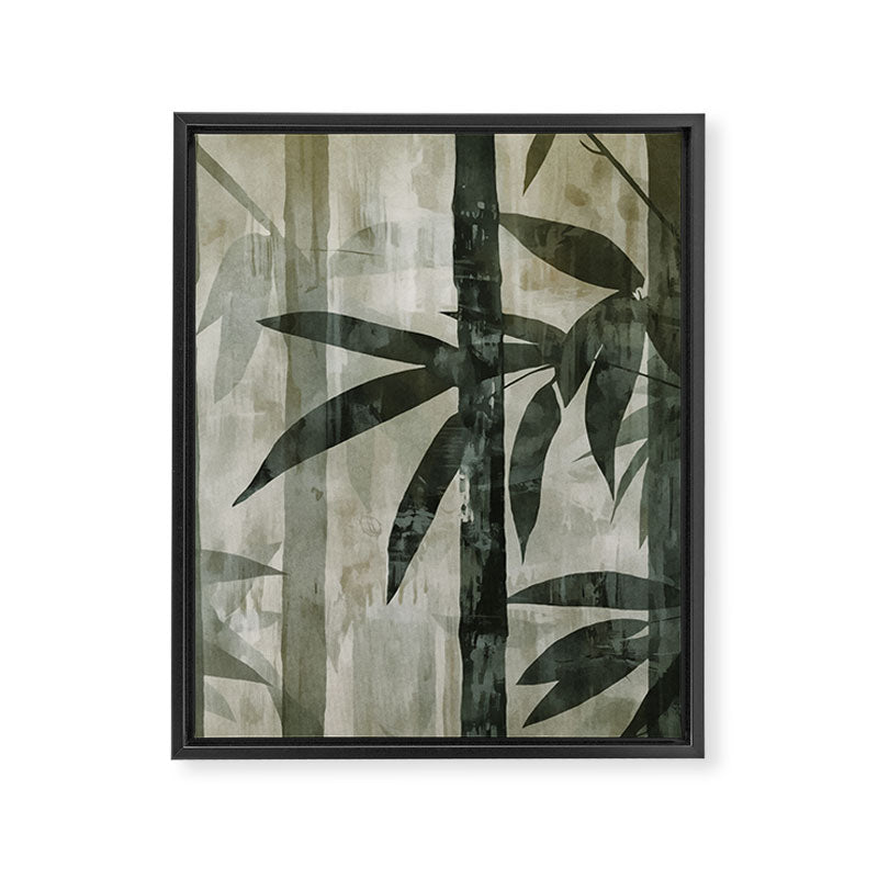 Stylized Bamboo Garden Watercolor Framed Canvas Print Gallery Image 6
