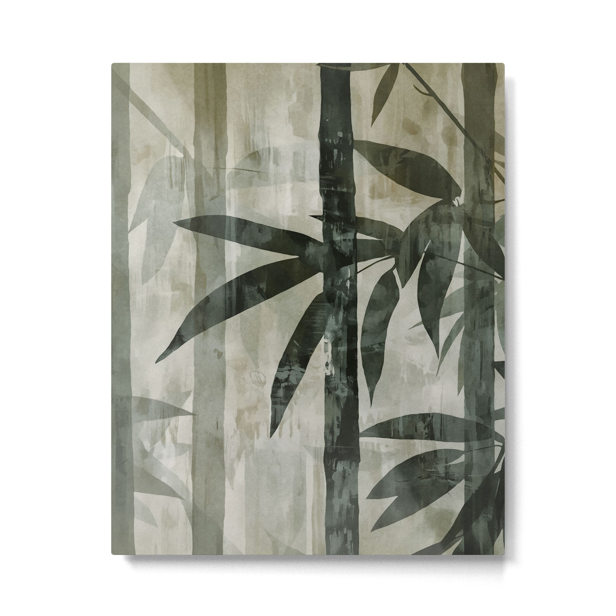 Stylized Bamboo Garden Watercolor Metal Print Gallery Image 4