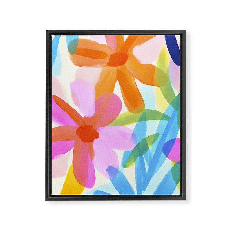 Sunny Day Bold Abstract Florals Multicolor Cheerful Summer Pattern Framed Canvas Print Gallery Image 6