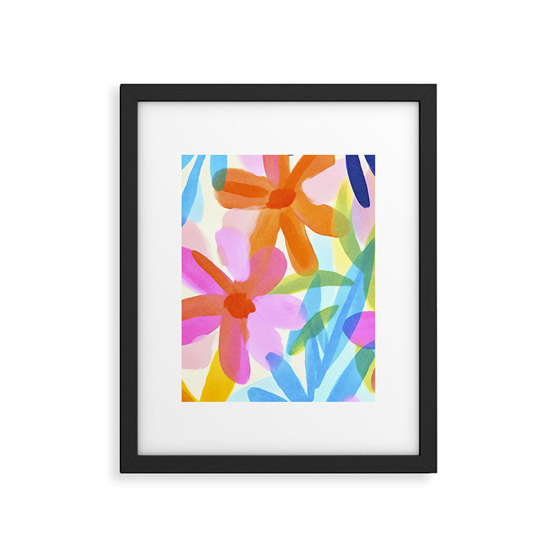 Sunny Day Bold Abstract Florals Multicolor Cheerful Summer Pattern Framed Art Print Gallery Image 5