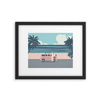 Surfer Graphic Beach Palm-Tree Camper-Van Art Framed Art Print Gallery Image 6