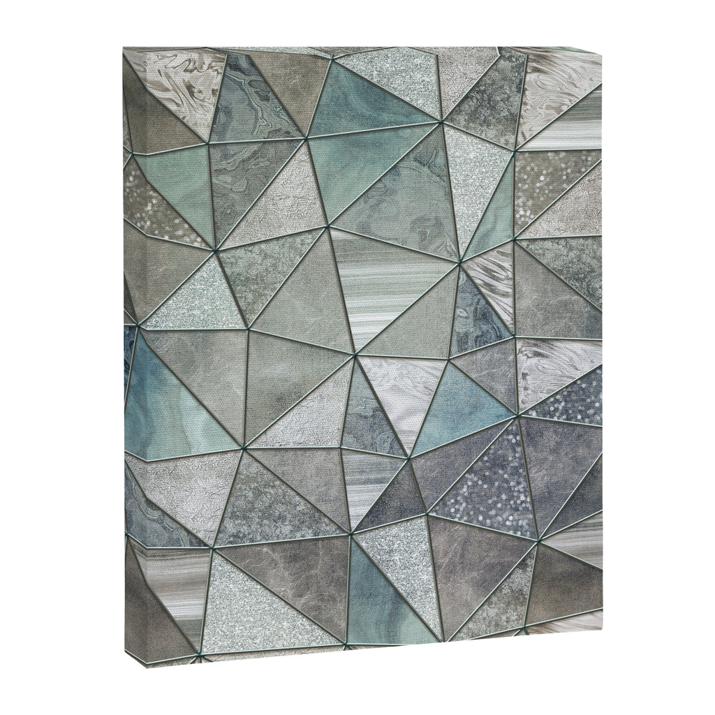 Teal And Grey Triangles Stained Glass Style Canvas Print Gallery Image 6