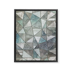 Teal And Grey Triangles Stained Glass Style Framed Canvas Print Gallery Image 6