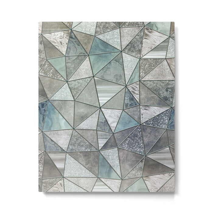 Teal And Grey Triangles Stained Glass Style Metal Print Gallery Image 1