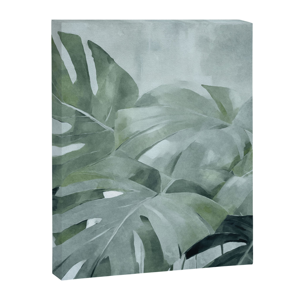 Teal Green Monstera Leaves  Jungle Vibes Canvas Print Gallery Image 6