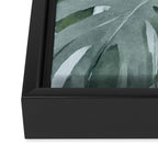 Teal Green Monstera Leaves  Jungle Vibes Framed Canvas Print Gallery Image 3