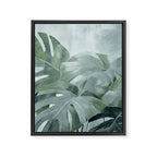 Teal Green Monstera Leaves  Jungle Vibes Framed Canvas Print Gallery Image 6