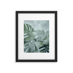 Teal Green Monstera Leaves  Jungle Vibes Framed Art Print Gallery Image 5
