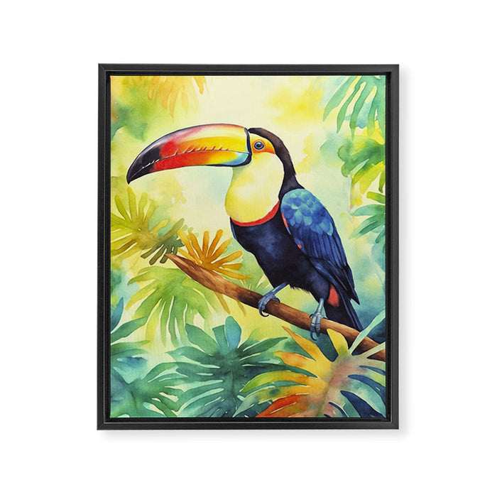 Toucans Tropical Paradise Watercolor Art Framed Canvas Print Gallery Image 1