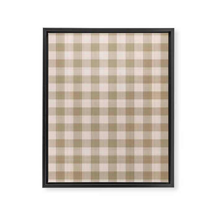 Traditional Beige Gingham Pattern Cabincore Style  Framed Canvas Print Gallery Image 1