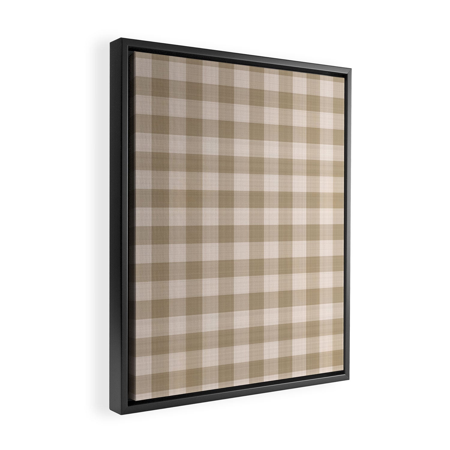 Traditional Beige Gingham Pattern Cabincore Style  Framed Canvas Print Gallery Image 2