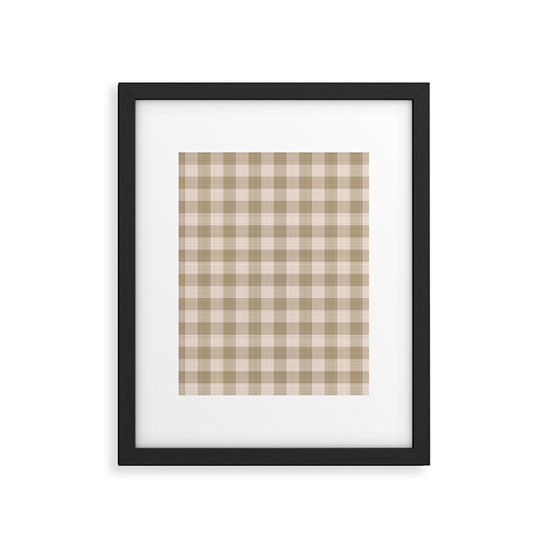 Traditional Beige Gingham Pattern Cabincore Style  Framed Art Print Gallery Image 6