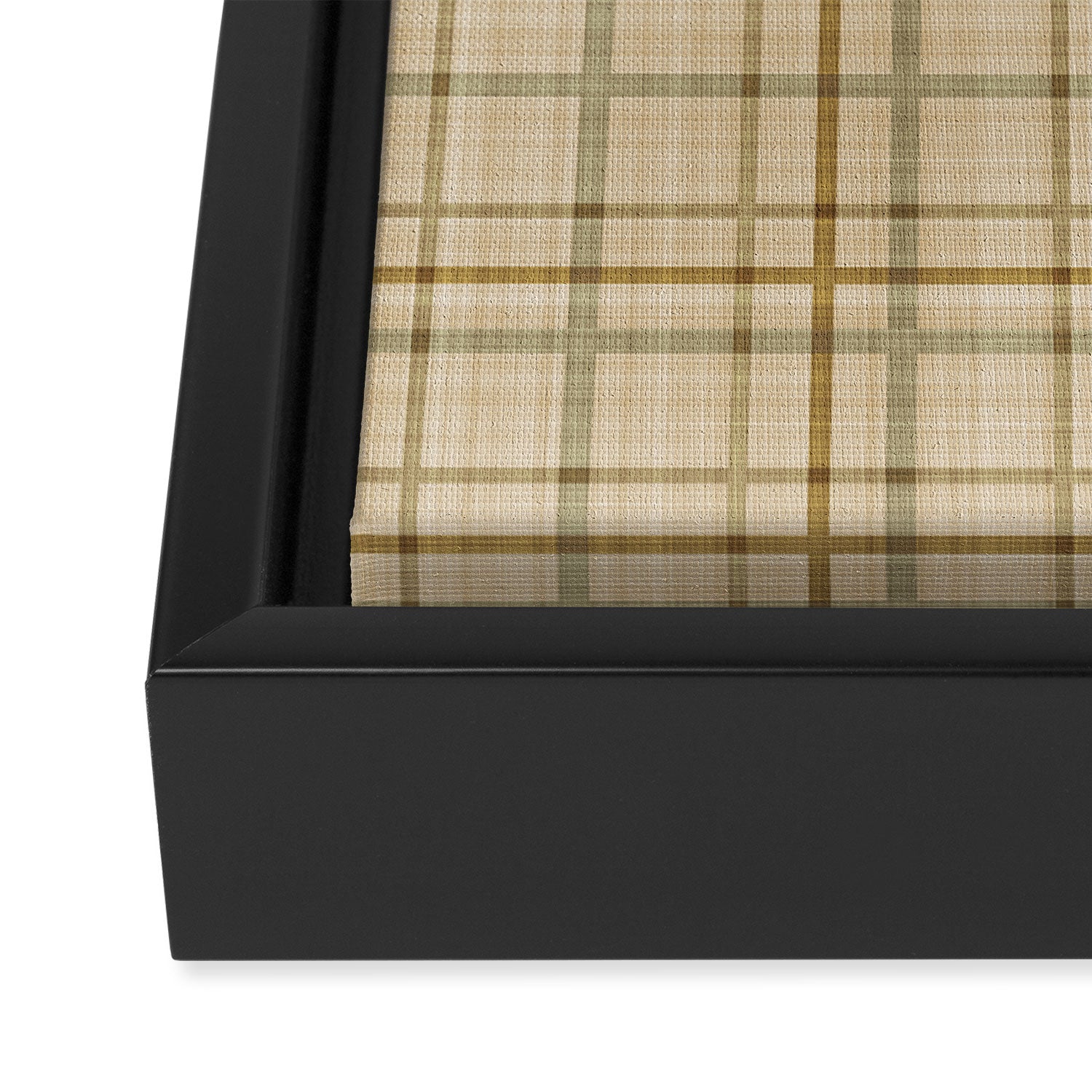 Traditional Plaid Pattern Rustic Country Style Beige Brown Framed Canvas Print Gallery Image 3