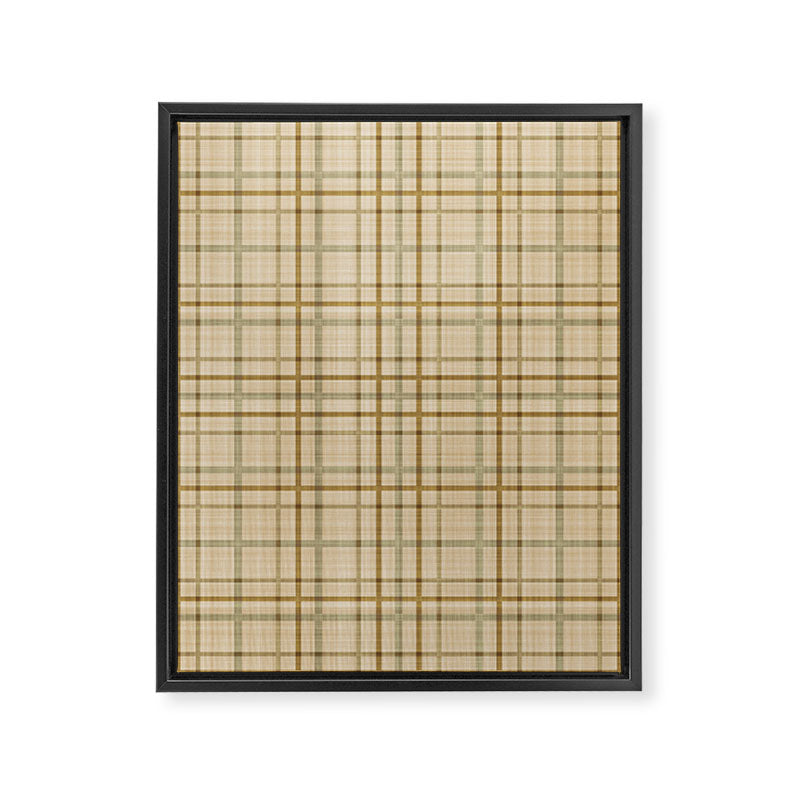 Traditional Plaid Pattern Rustic Country Style Beige Brown Framed Canvas Print Gallery Image 8