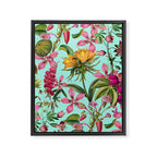 Tropical Bloom Serenade Exotic Floral Pattern Vintage Botanical Vibes Turquoise Framed Canvas Print Gallery Image 6