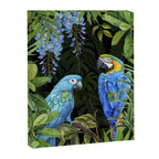 Tropical Blues Watercolor Parrots In The Canopy Canvas Print Gallery Image 8