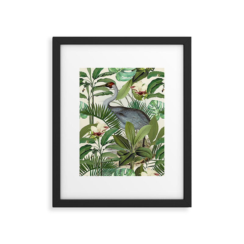 Tropical Heron Bird Rainforest Illustration Framed Art Print Gallery Image 5