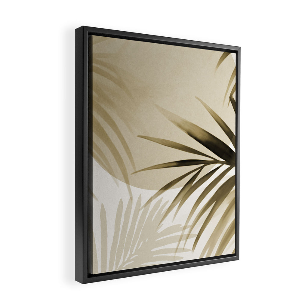 Tropical Paradise Sunset Neutral Beige Framed Canvas Print Gallery Image 2