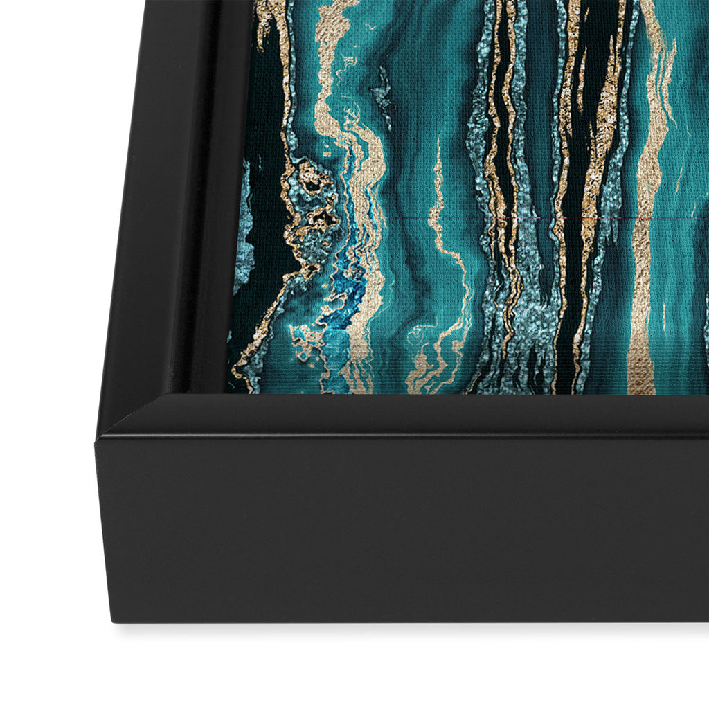 Turquoise Gold Sparkling Luxury Marble Gemstone Art Framed Canvas Print Gallery Image 3