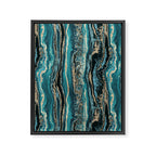 Turquoise Gold Sparkling Luxury Marble Gemstone Art Framed Canvas Print Gallery Image 6
