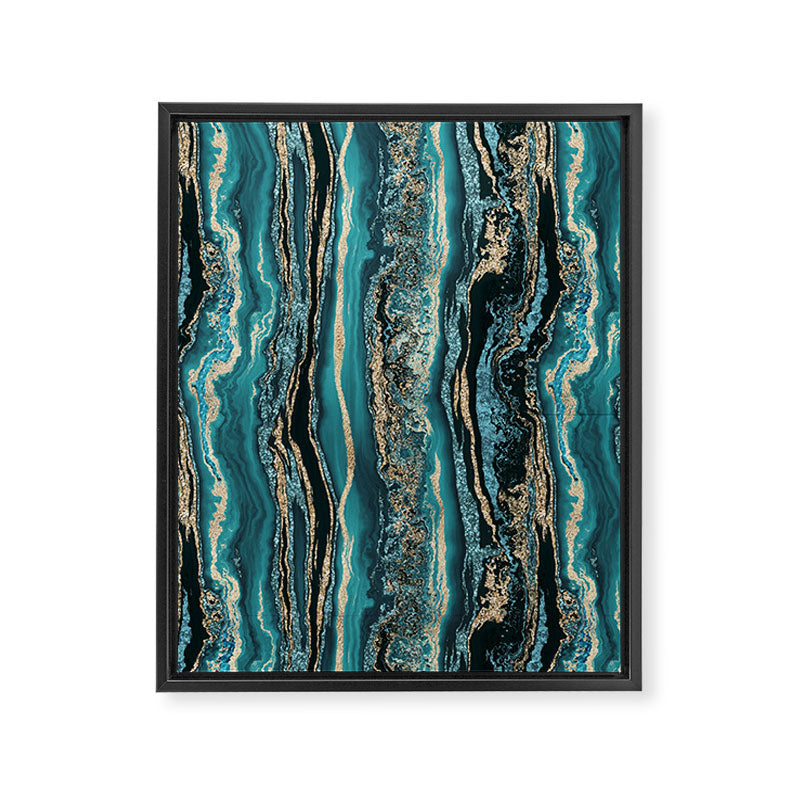 Turquoise Gold Sparkling Luxury Marble Gemstone Art Framed Canvas Print Gallery Image 6
