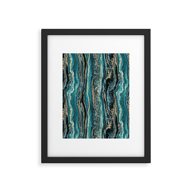 Turquoise Gold Sparkling Luxury Marble Gemstone Art Framed Art Print Gallery Image 5