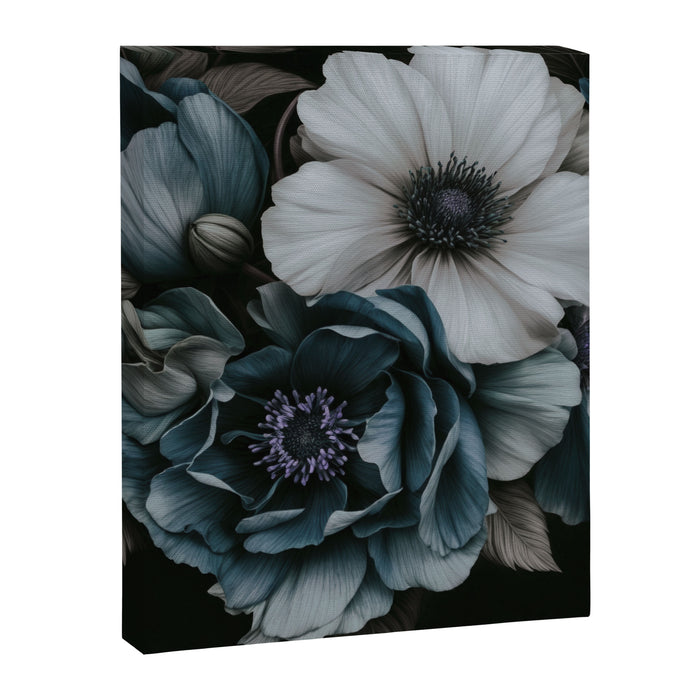 Twilight Floral Symphony In Turquoise Ivory Baroque Tones Canvas Print Gallery Image 1