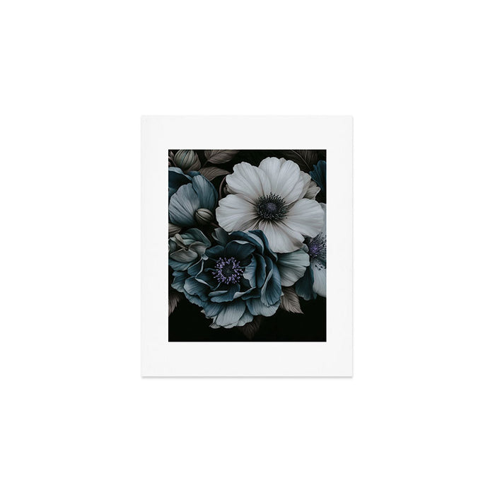 Twilight Floral Symphony In Turquoise Ivory Baroque Tones Art Print Gallery Image 1