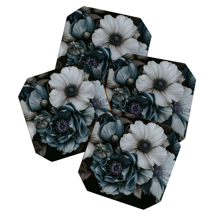 Twilight Floral Symphony In Turquoise Ivory Baroque Tones Coaster Gallery Image 1