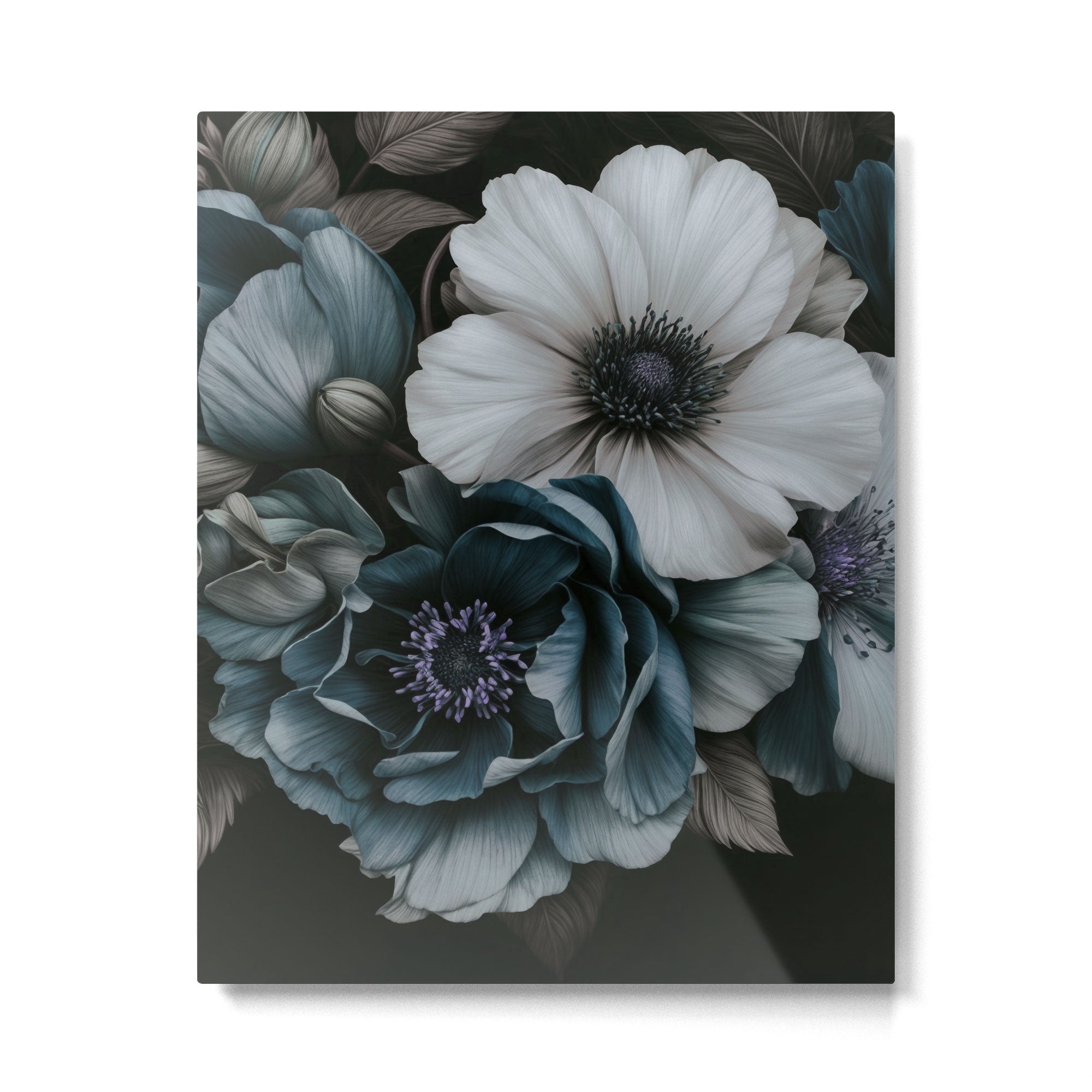 Twilight Floral Symphony In Turquoise Ivory Baroque Tones Metal Print Gallery Image 4