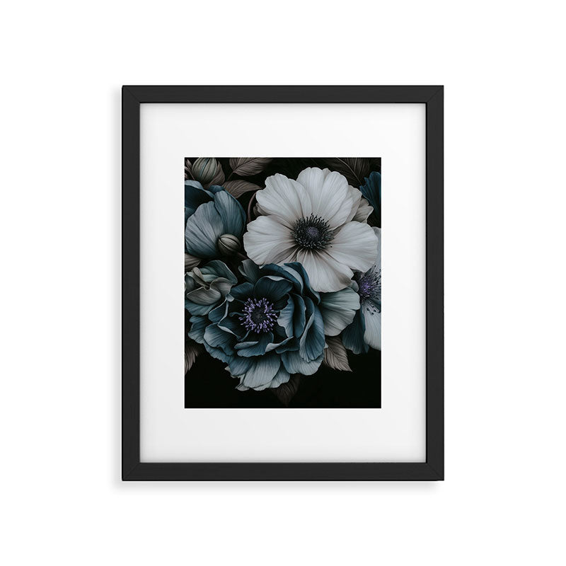 Twilight Floral Symphony In Turquoise Ivory Baroque Tones Framed Art Print Gallery Image 5
