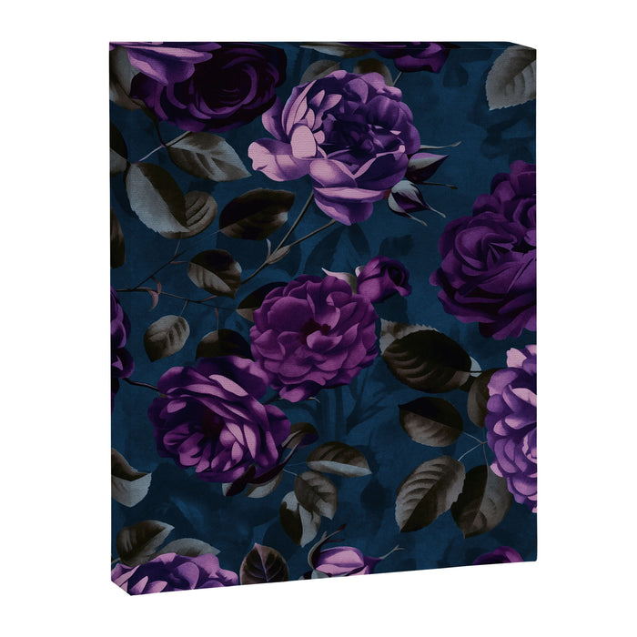 Velveteen Moody Flower Grandeur Plum Blue Teal Canvas Print Gallery Image 1