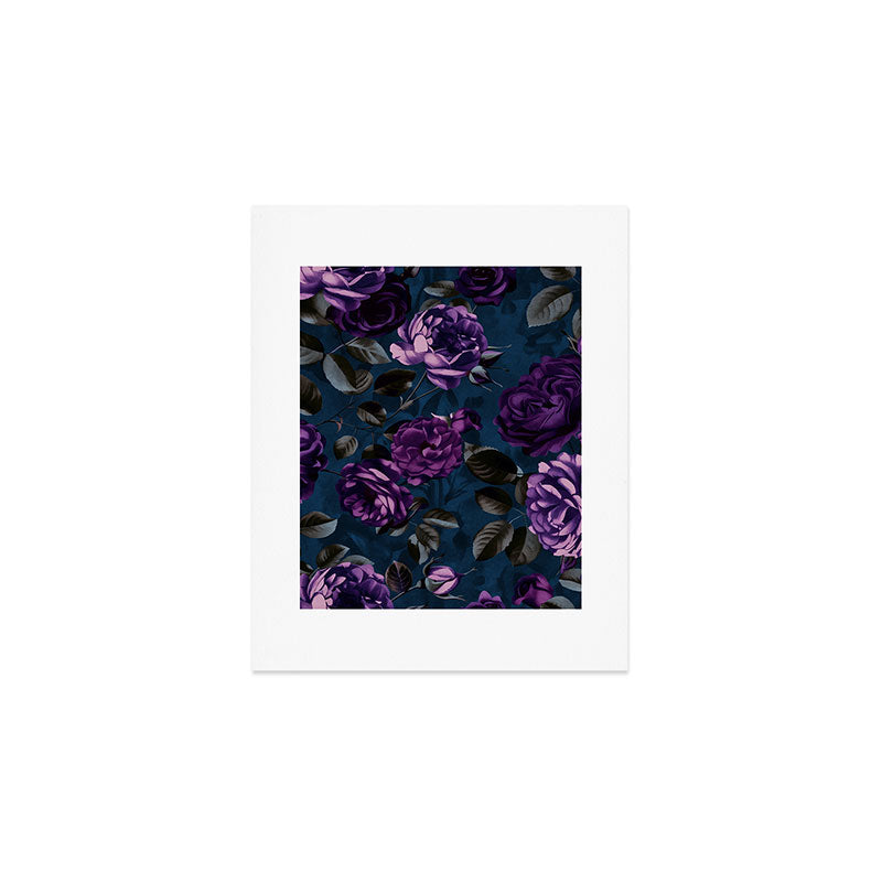 Velveteen Moody Flower Grandeur Plum Blue Teal Art Print Gallery Image 1