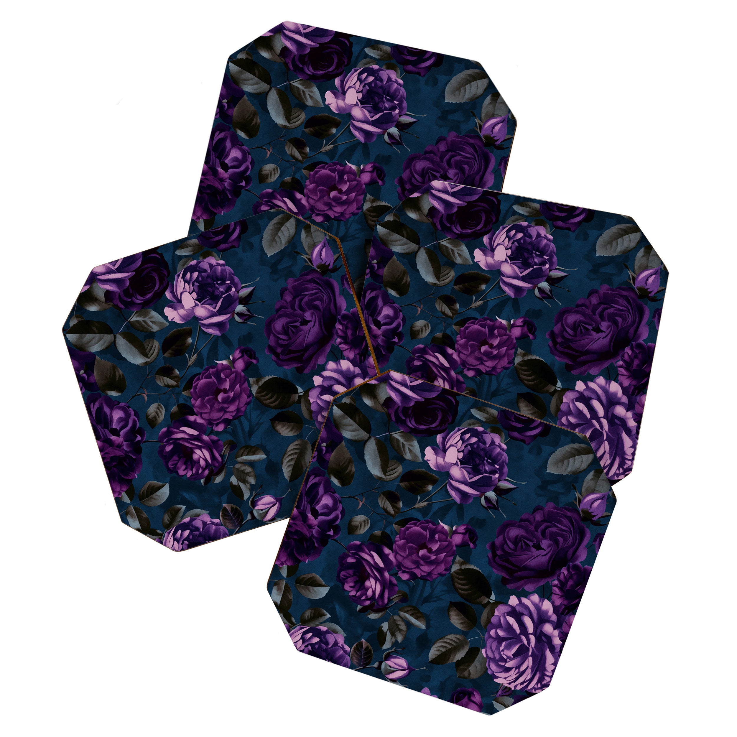 Velveteen Moody Flower Grandeur Plum Blue Teal Coaster Gallery Image 1