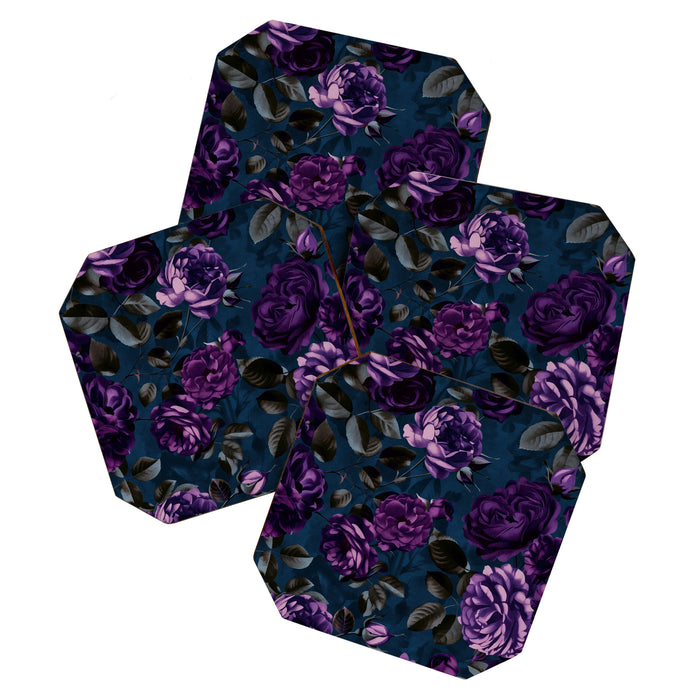 Velveteen Moody Flower Grandeur Plum Blue Teal Coaster Gallery Image 1