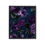 Velveteen Moody Flower Grandeur Plum Blue Teal Framed Canvas Print Gallery Image 8
